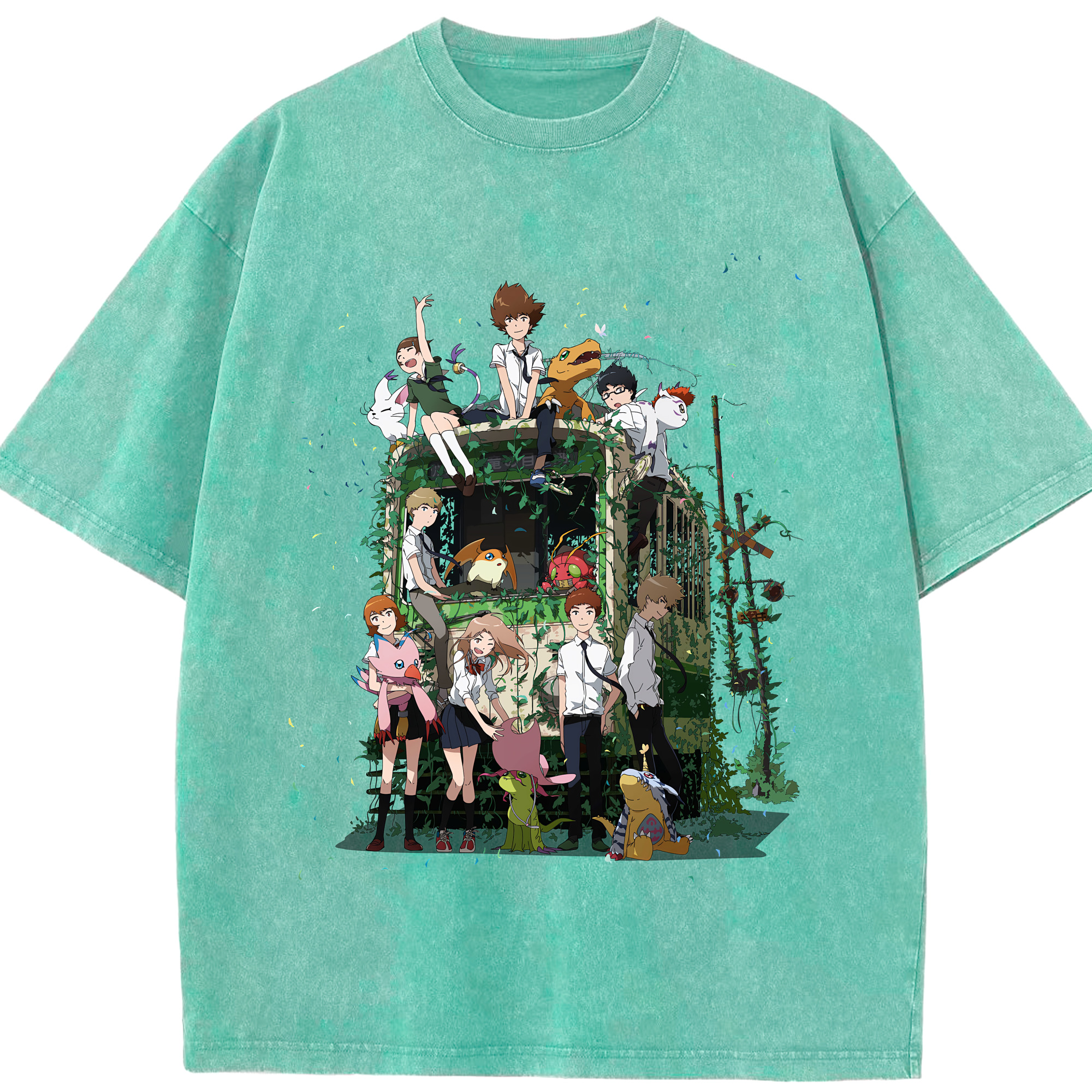 （画像用） Digimon デジタルモンスター/デジモン 綿100% ヴィンテージ風 半袖Tシャツ（フロントプリント）